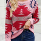 Printed Round Neck Long Sleeve Sweater