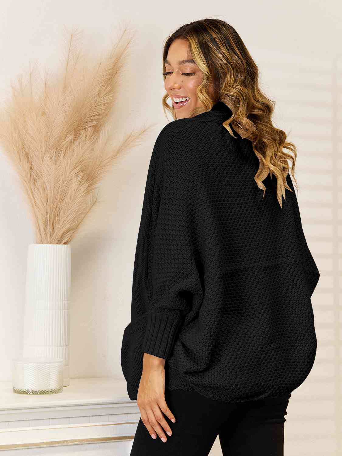 Open Front Cardigan with Pockets - Deals DejaVu