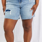 Judy Blue Hallie Mid-Length Denim Patch Shorts (TBL2) T