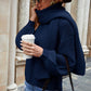 Round Neck Lantern Sleeve Sweater - Deals DejaVu