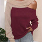 Asymmetrical Long Sleeve Two-Tone Cutout Sweater