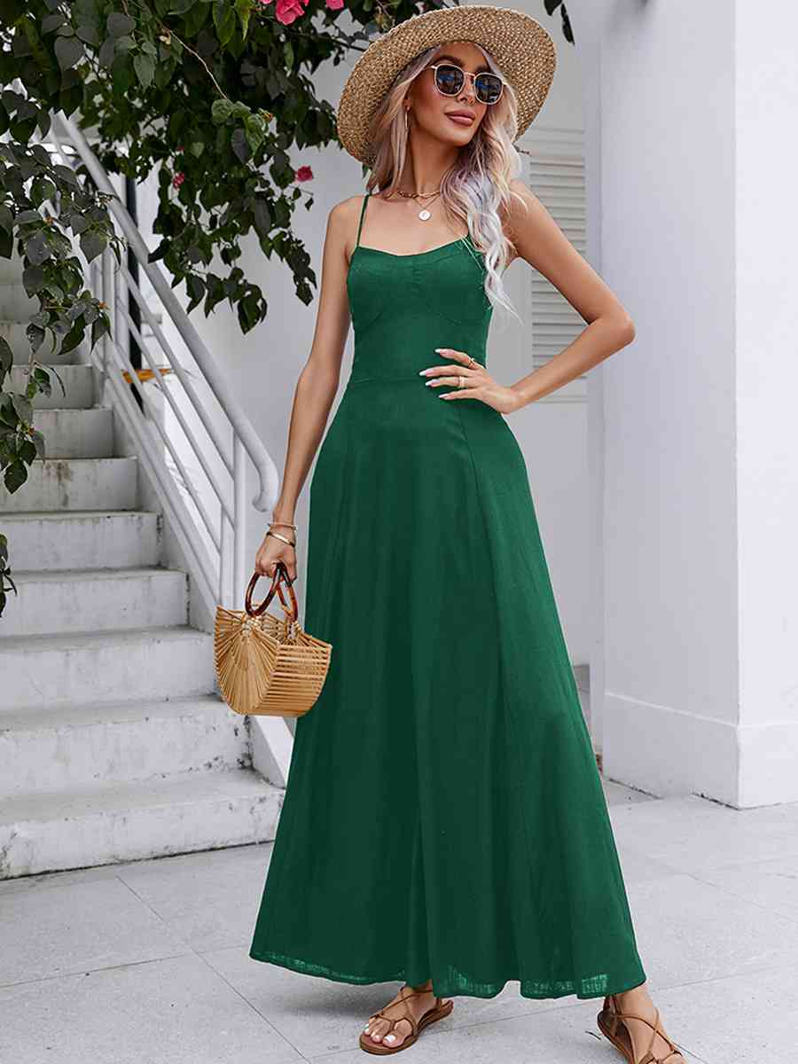 Spaghetti Strap Lace-UP Maxi Dress (BWMT) T - Deals DejaVu