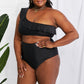Marina West Swim Seaside Romance Ruffle One-Shoulder Bikini in Black (TB9D) T
