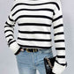 Striped Turtleneck Drop Shoulder Sweater