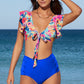 Two-Tone Flutter Sleeve Two-Piece Swimsuit (TB13D) T