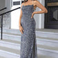 Sequin Backless Split Maxi Dress (BWM) T - Deals DejaVu