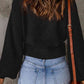 Ribbed Trim Balloon Sleeve Sweater - Deals DejaVu