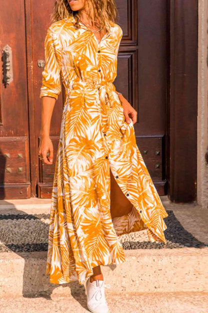 Botanical Print Maxi Shirt Dress (BWMT) T - Deals DejaVu