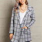 Double Take Printed Open Front Lapel Collar Cardigan with Pockets - Deals DejaVu