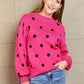 Woven Right Polka Dot Round Neck Dropped Shoulder Sweater