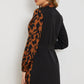 Leopard Color Block Belted Shawl Collar Dress (BWD)(WS06)T - Deals DejaVu