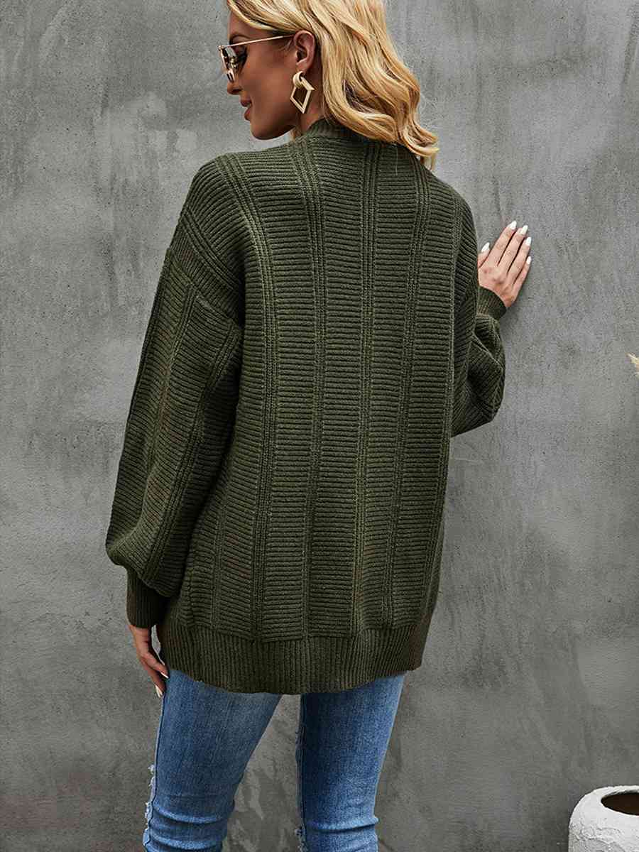 Cable-Knit Dropped Shoulder Cardigan