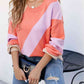 Color Block Ribbed Round Neck Sweater - Deals DejaVu