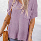 Side Slit V-Neck Short Sleeve Sweater - Deals DejaVu