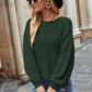 Round Neck Lantern Sleeve Sweater - Deals DejaVu