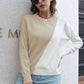 Contrast Color Round Neck Long Sleeve Sweater