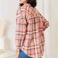 Double Take Plaid Collared Neck Long Sleeve Button-Up Shirt