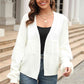 Double Take Fringe Trim Open Front Cardigan