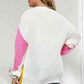 Plus Size Color Block Round Neck Sweater