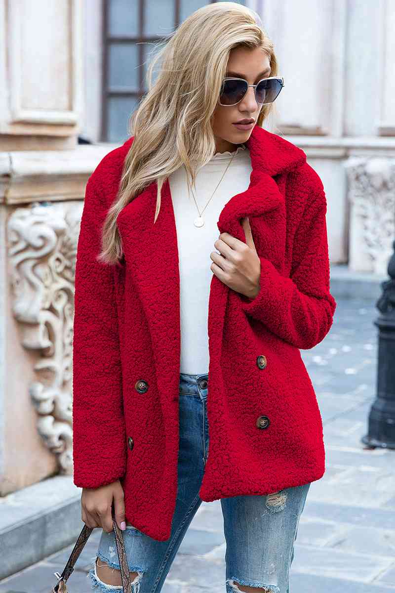 Full Size Lapel Collar Sherpa Coat (BFD) T - Deals DejaVu