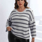 Plus Size Striped Dropped Shoulder Sweater - Deals DejaVu