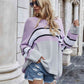Woven Right Striped Horizontal Ribbing Long Sleeve Tunic Sweater - Deals DejaVu