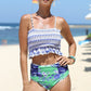 Floral Ruffle Hem Smocked Swimsuit Set (TB13D) T