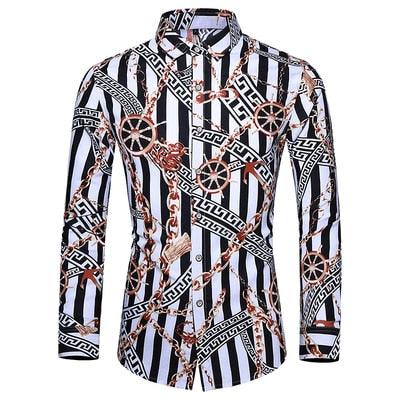 Great Shirt - Men Autumn New Fashion Personality Printing Long Sleeve Shirts (D8)(TM1)