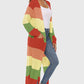 Color Block Long Sleeve Pocketed Cardigan