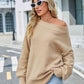 Long Sleeve Ribbed Trim Sweater - Deals DejaVu
