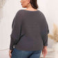 Full Size Boat Neck Batwing Sleeve Sweater