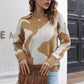 Two-Tone Johnny Collar Dropped Shoulder Pullover Sweater - Deals DejaVu