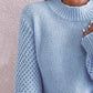 Openwork Mock Neck Long Sleeve Sweater - Deals DejaVu