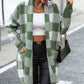 Plaid Dropped Shoulder Cardigan with Pocket - Deals DejaVu