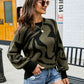 Printed Round Neck Long Sleeve Sweater - Deals DejaVu