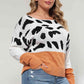 Plus Size Leopard Round Neck Long Sleeve Sweater - Deals DejaVu