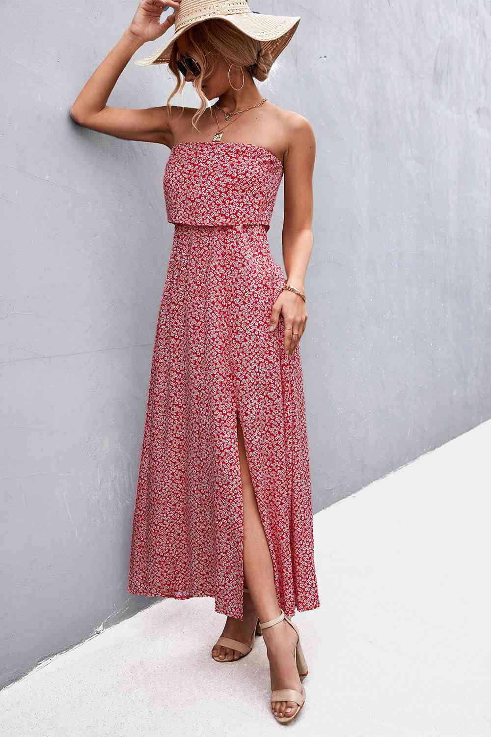 Strapless Split Maxi Dress (BWMT) T - Deals DejaVu