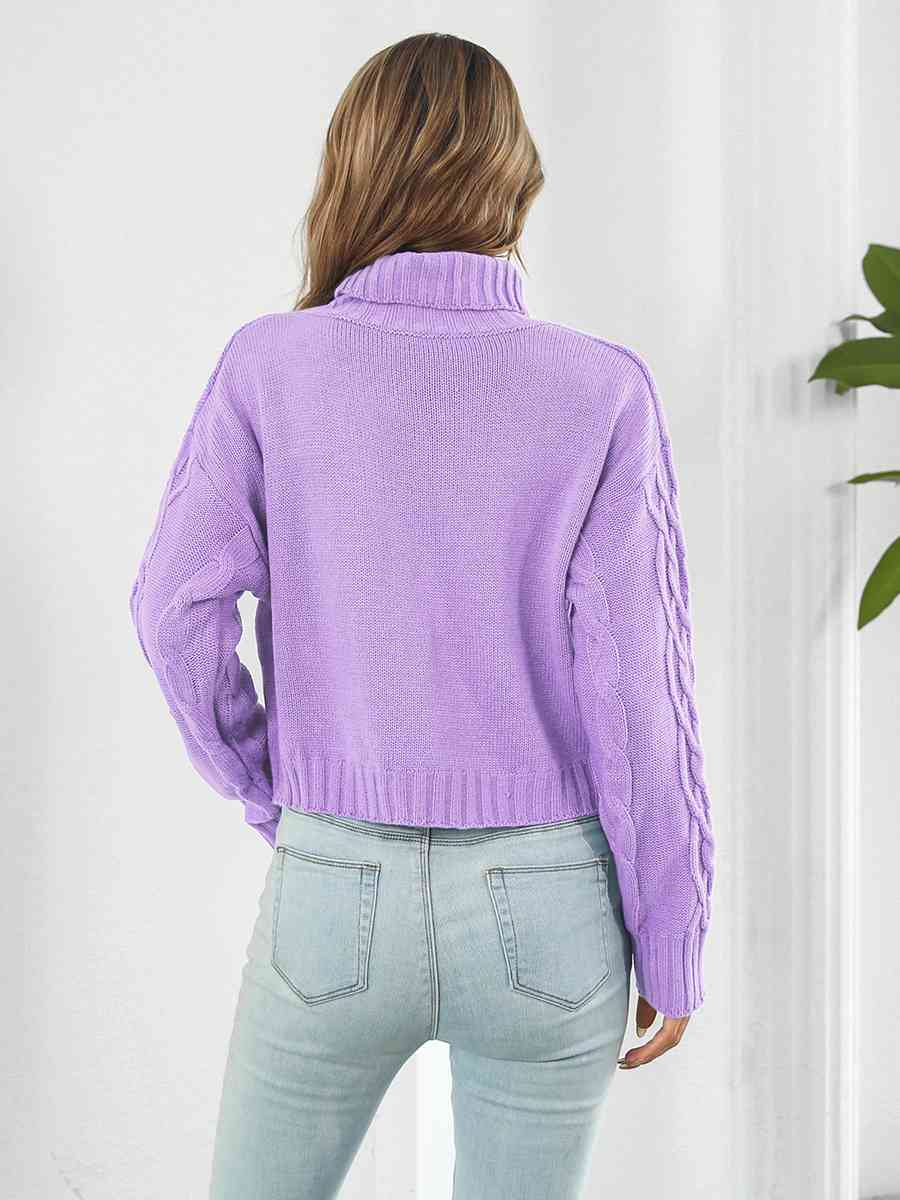 Turtleneck Dropped Shoulder Sweater