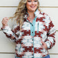 Plus Size Geometric Snap Down Long Sleeve Jacket