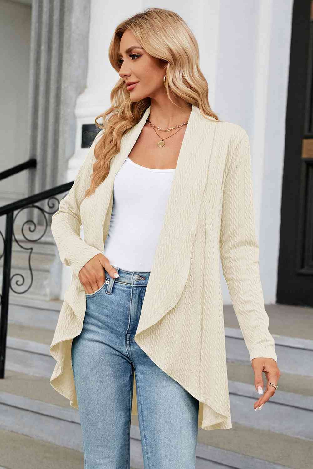 Open Front Long Sleeve Cardigan - Deals DejaVu