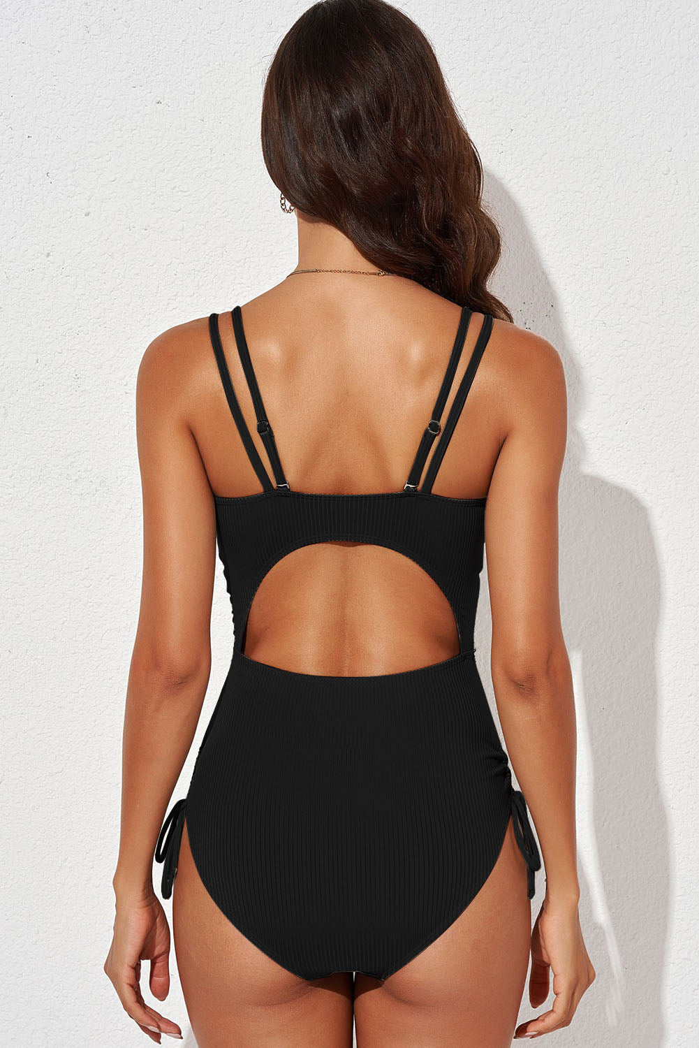 Tied Cutout Plunge One-Piece Swimsuit (TB10D) T - Deals DejaVu