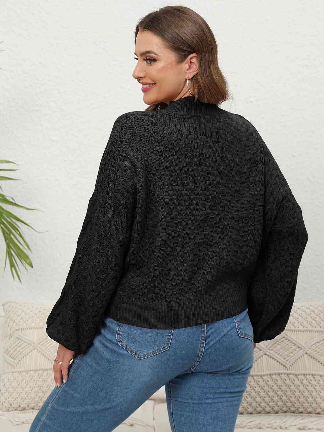 Plus Size Mock Neck Cable Knit Long Sleeve Sweater - Deals DejaVu