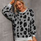 Animal Print Dropped Shoulder Knit Pullover