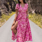 Floral V-Neck Slit Dress (MWBT) T - Deals DejaVu