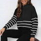 Mock Neck Long Sleeve Zip-Up Sweater