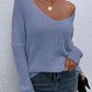 Rib-Knit V-Neck Tunic Sweater