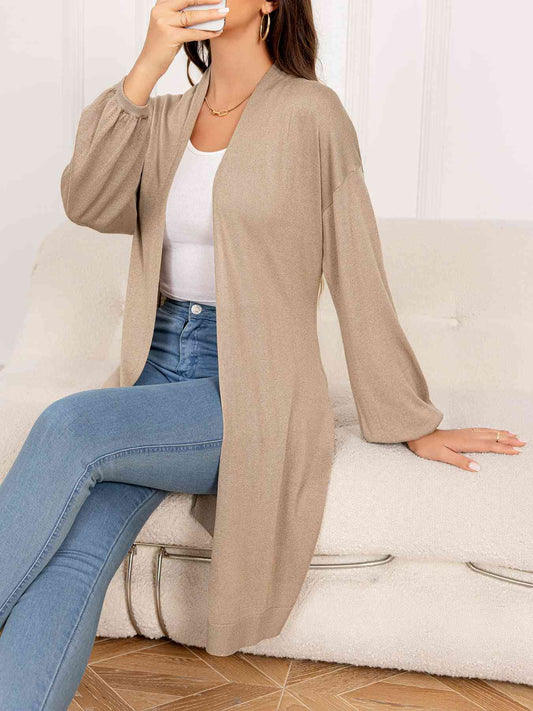 Dropped Shoulder Open Front Longline Cardigan - Deals DejaVu