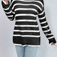 Striped Turtleneck Drop Shoulder Sweater