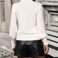 Mock Neck Ribbed Lantern Sleeve Pullover Sweater - Deals DejaVu