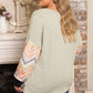 Plus Size Exposed Seam Print Long Sleeve T-Shirt